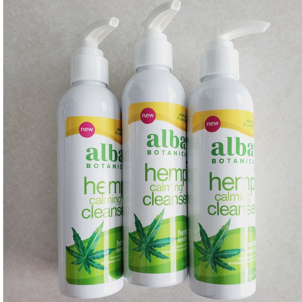 Alba Botanica Hemp Calming Cleanser White Green Sensitive Skin Care 3 Pack 6oz